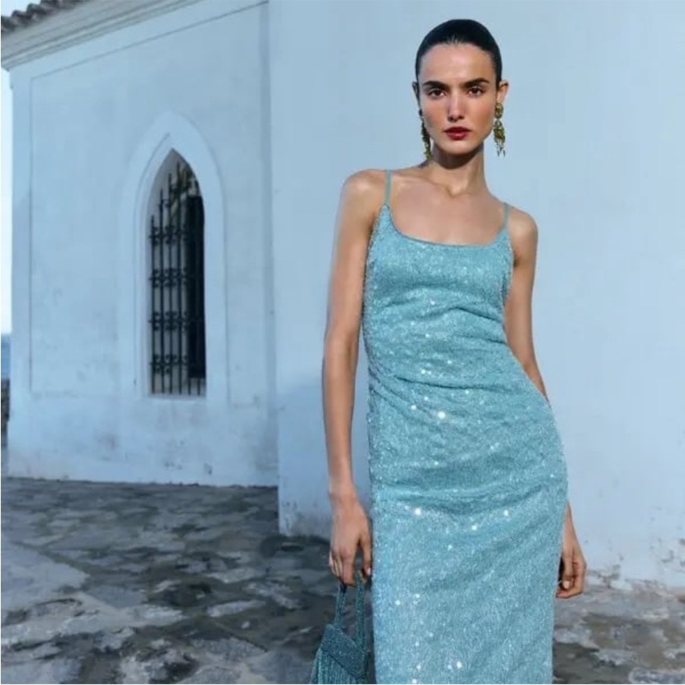 Reformation blue sparkle dress